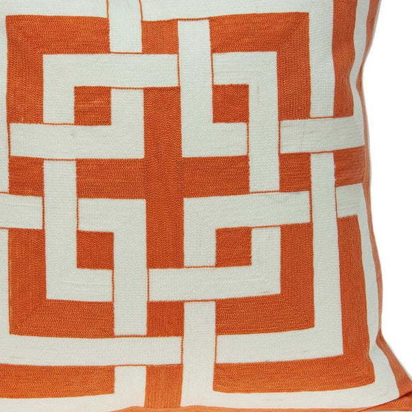 Homeroots 20" X 7" X 20" Transitional Orange And Off White Pillow Cover With Poly Insert   334139