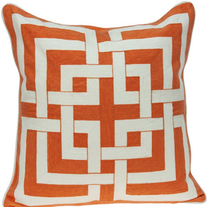 Homeroots 20" X 7" X 20" Transitional Orange And Off White Pillow Cover With Poly Insert   334139