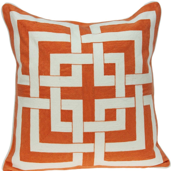 Homeroots 20" X 7" X 20" Transitional Orange And Off White Pillow Cover With Poly Insert   334139