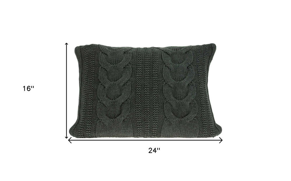 Homeroots 24" X 5" X 16" Transitional Gray Pillow Cover With Poly Insert   334141