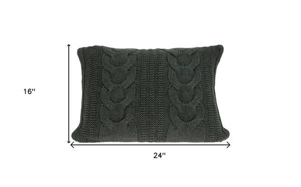 Homeroots 24" X 5" X 16" Transitional Gray Pillow Cover With Poly Insert   334141