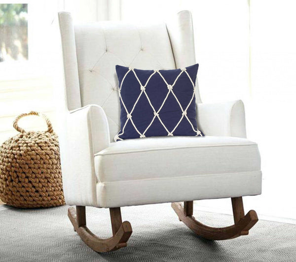 Homeroots 20" X 7" X 20" Nautical Blue Pillow Cover With Poly Insert   334143