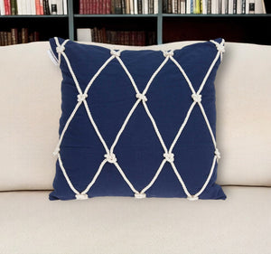 Homeroots 20" X 7" X 20" Nautical Blue Pillow Cover With Poly Insert   334143