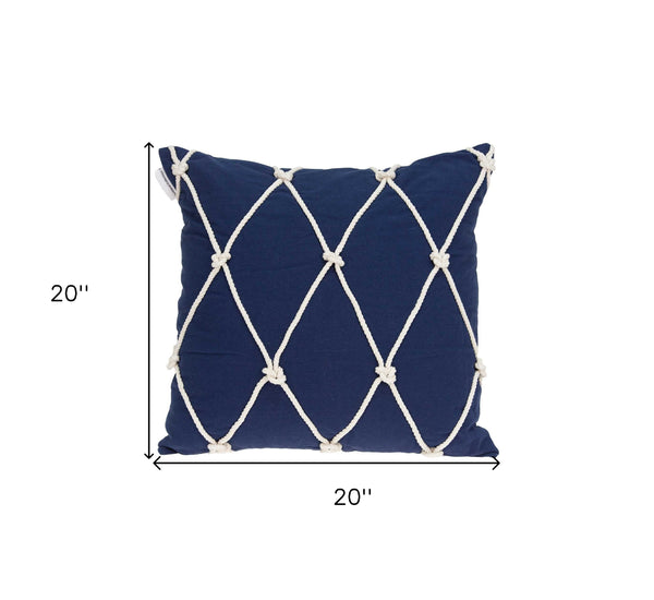 Homeroots 20" X 7" X 20" Nautical Blue Pillow Cover With Poly Insert   334143