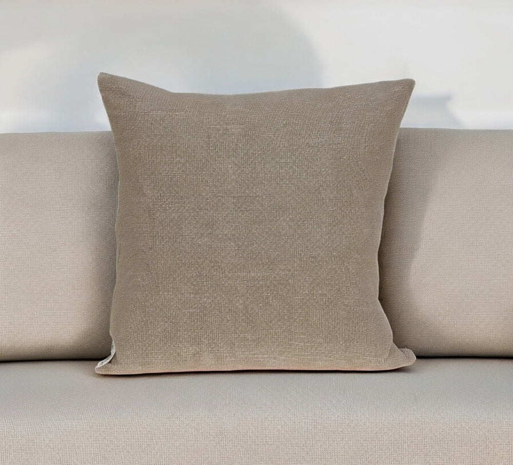 Homeroots 20" X 7" X 20" Charming Transitional Tan Cotton Accent Pillow Cover With Poly Insert   334145