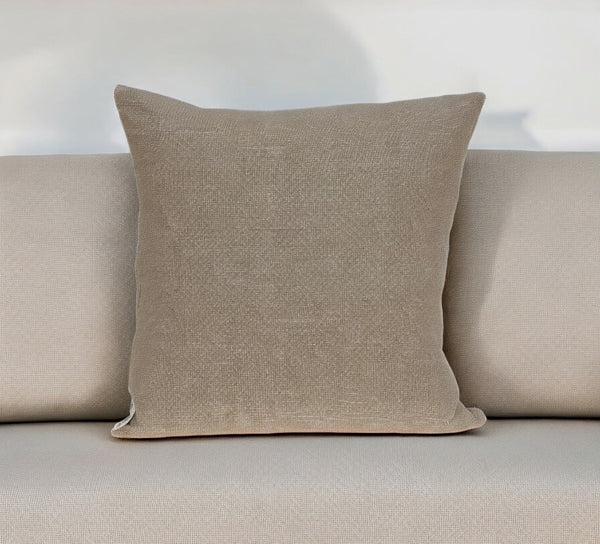 Homeroots 20" X 7" X 20" Charming Transitional Tan Cotton Accent Pillow Cover With Poly Insert   334145