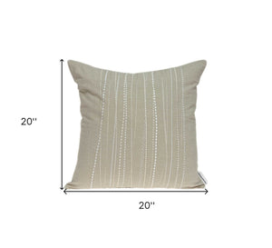 Homeroots 20" Beige Cotton Throw Pillow   334154