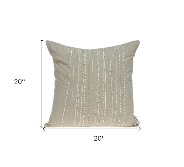 Homeroots 20" Beige Cotton Throw Pillow   334154