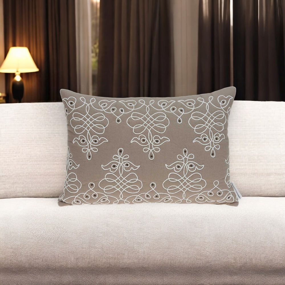 Homeroots 20" X 6" X 14" Traditional Tan Pillow Cover With Poly Insert   334157