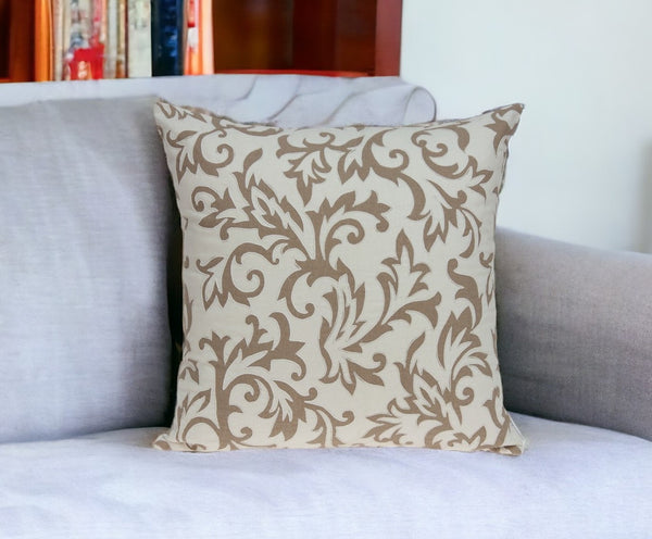 Homeroots 20" Beige Cotton Throw Pillow Cover   334165