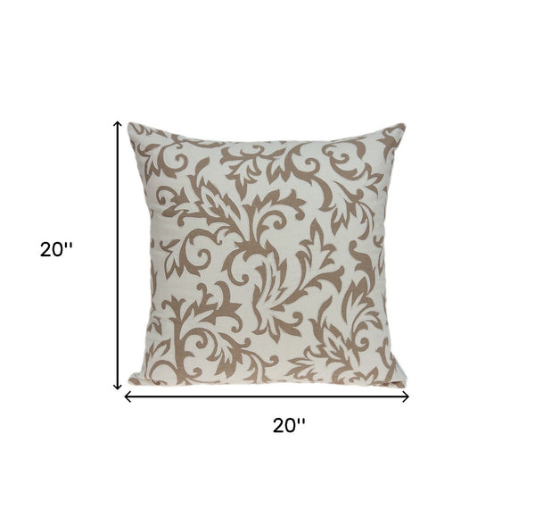 Homeroots 20" Beige Cotton Throw Pillow Cover   334165