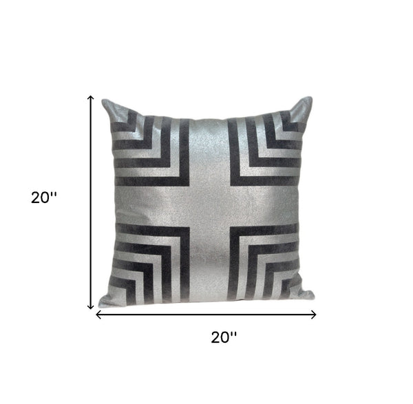 Homeroots 20" Gray Faux Leather Throw Pillow   334167
