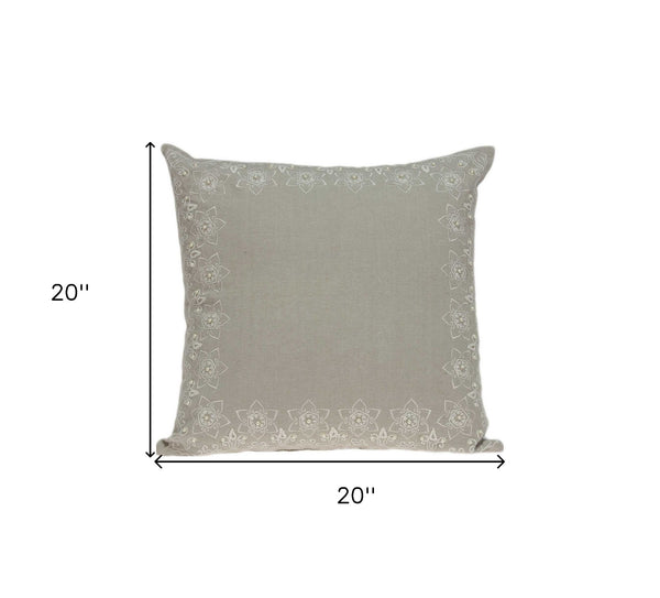 Homeroots 20" X 7" X 20" Decorative Transitional Beige Pillow Cover With Poly Insert   334168