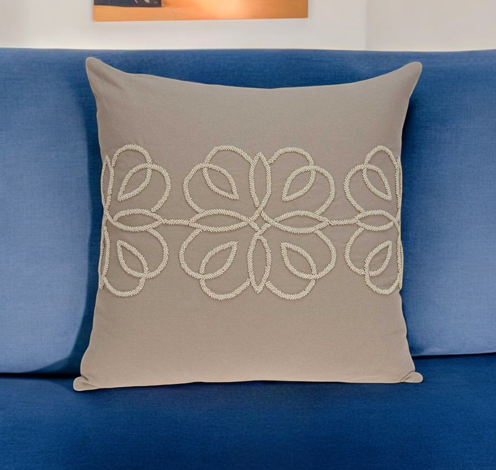 Homeroots 20" X 7" X 20" Stunning Transitional Tan Cotton Pillow Cover With Poly Insert   334185