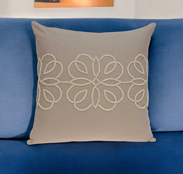 Homeroots 20" X 7" X 20" Stunning Transitional Tan Cotton Pillow Cover With Poly Insert   334185