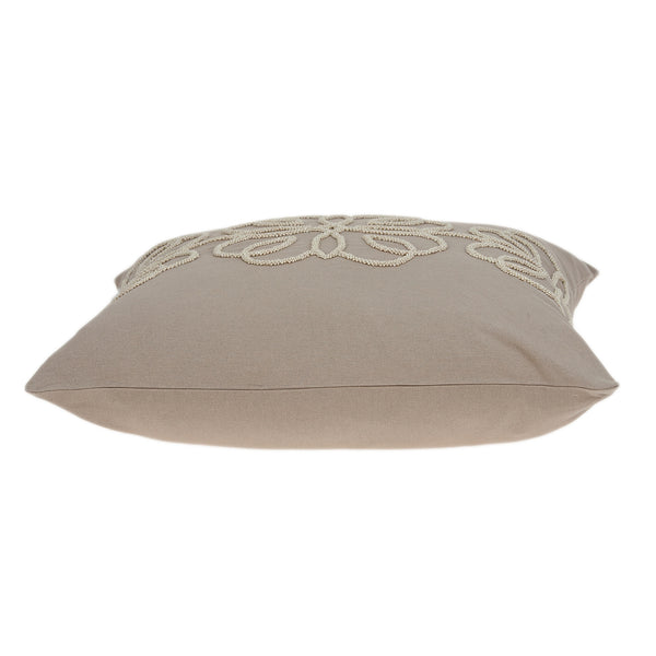 Homeroots 20" X 7" X 20" Stunning Transitional Tan Cotton Pillow Cover With Poly Insert   334185