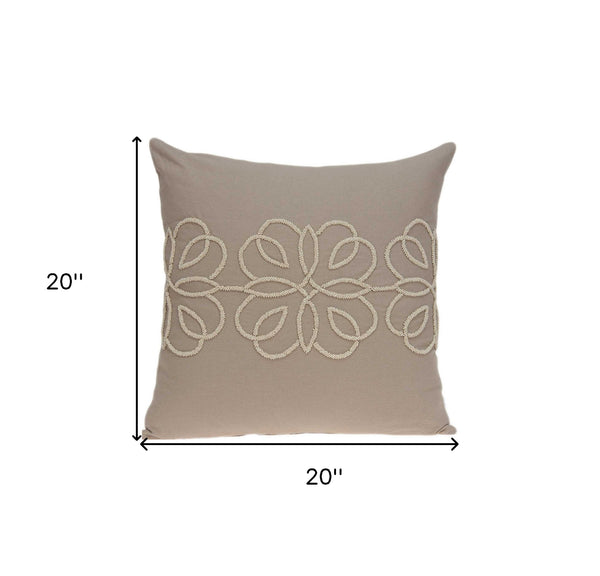 Homeroots 20" X 7" X 20" Stunning Transitional Tan Cotton Pillow Cover With Poly Insert   334185