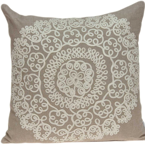 Homeroots 20" X 7" X 20" Traditional Tan Pillow Cover With Poly Insert   334186