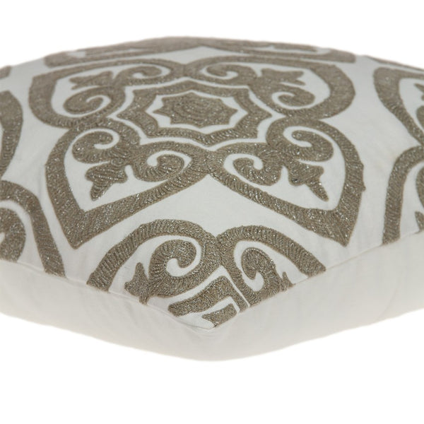 Homeroots 20" X 7" X 20" Bling Ivory Pillow Cover With Poly Insert   334187