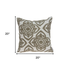 Homeroots 20" X 7" X 20" Bling Ivory Pillow Cover With Poly Insert   334187