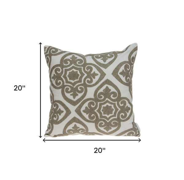 Homeroots 20" X 7" X 20" Bling Ivory Pillow Cover With Poly Insert   334187