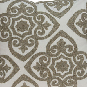 Homeroots 20" X 7" X 20" Bling Ivory Pillow Cover With Poly Insert   334187