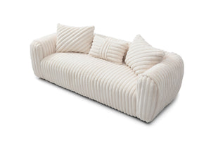 English Elm Cancun White Bouclé Sofa G00932A-S — Compact Upholstered Comfort, Durable Frame, Plush Back Pillow B078S00628