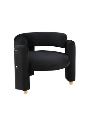 English Elm Accent Chair with Hollow Backrest for Ergonomic Support, Solid Wood Frame, Stylish Fabric Upholstery Black W1420P194054