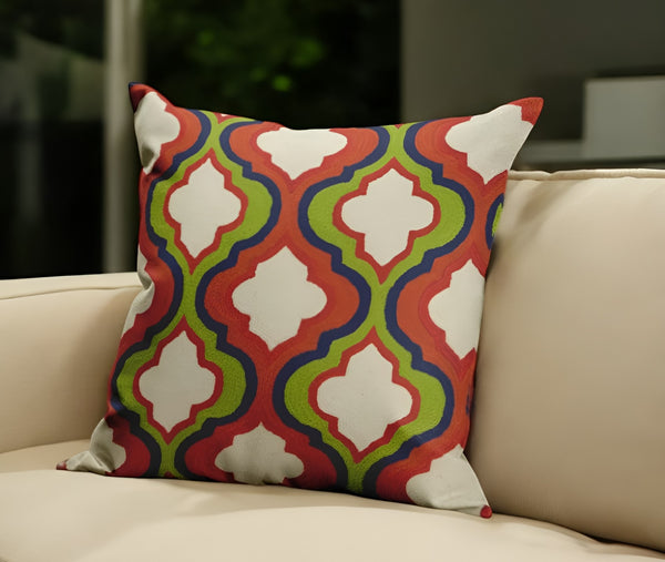 Homeroots 20" X 7" X 20" Handmade Transitional Red And Brown Pillow Cover With Poly Insert   334317