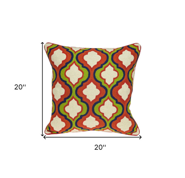 Homeroots 20" X 7" X 20" Handmade Transitional Red And Brown Pillow Cover With Poly Insert   334317