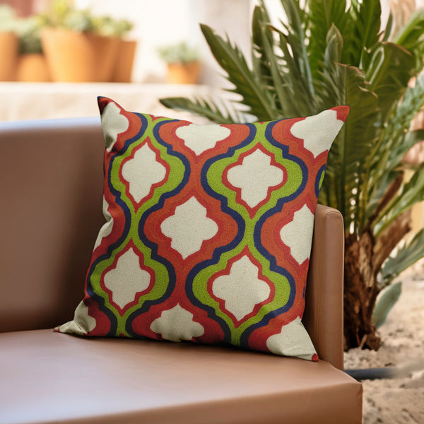 Homeroots 20" X 7" X 20" Handmade Transitional Red And Brown Pillow Cover With Poly Insert   334317