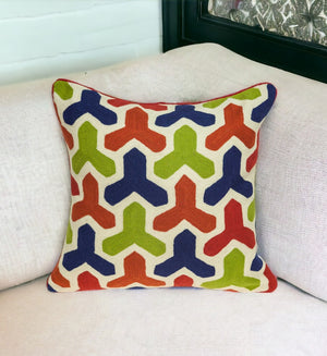 Homeroots 20" X 7" X 20" Handmade Transitional Red And Blue Pillow Cover With Poly Insert   334318