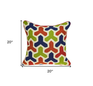 Homeroots 20" X 7" X 20" Handmade Transitional Red And Blue Pillow Cover With Poly Insert   334318