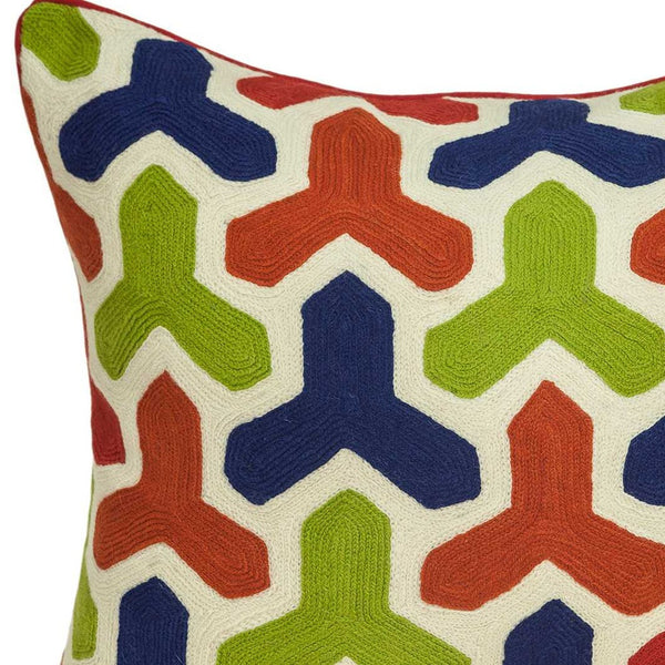 Homeroots 20" X 7" X 20" Handmade Transitional Red And Blue Pillow Cover With Poly Insert   334318