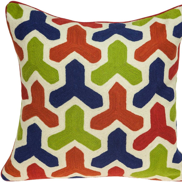 Homeroots 20" X 7" X 20" Handmade Transitional Red And Blue Pillow Cover With Poly Insert   334318