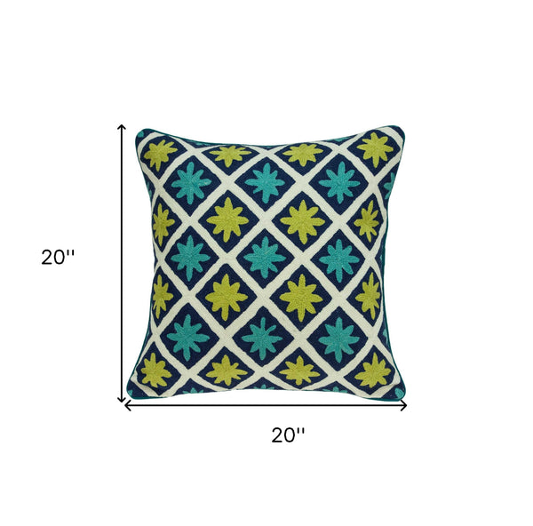 Homeroots 20" X 7" X 20" Handmade Shades Of Green Pillow Cover With Poly Insert   334325