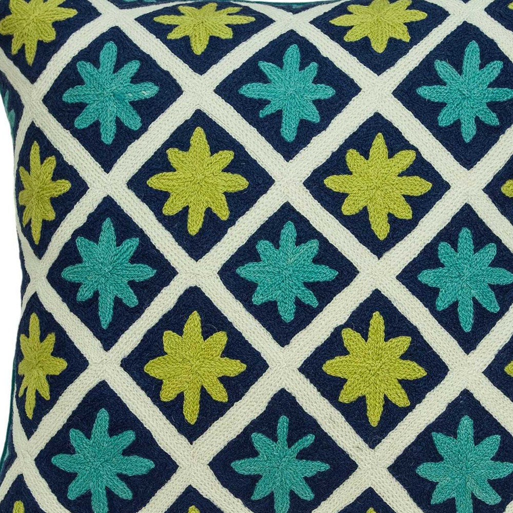 Homeroots 20" X 7" X 20" Handmade Shades Of Green Pillow Cover With Poly Insert   334325