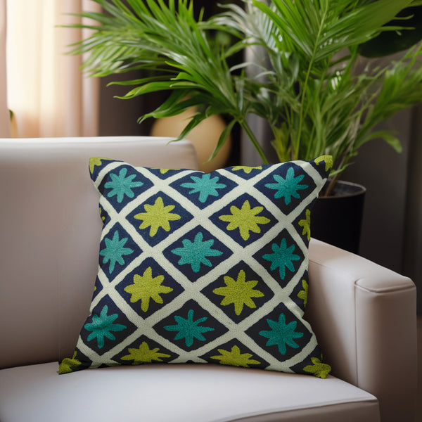 Homeroots 20" X 7" X 20" Handmade Shades Of Green Pillow Cover With Poly Insert   334325