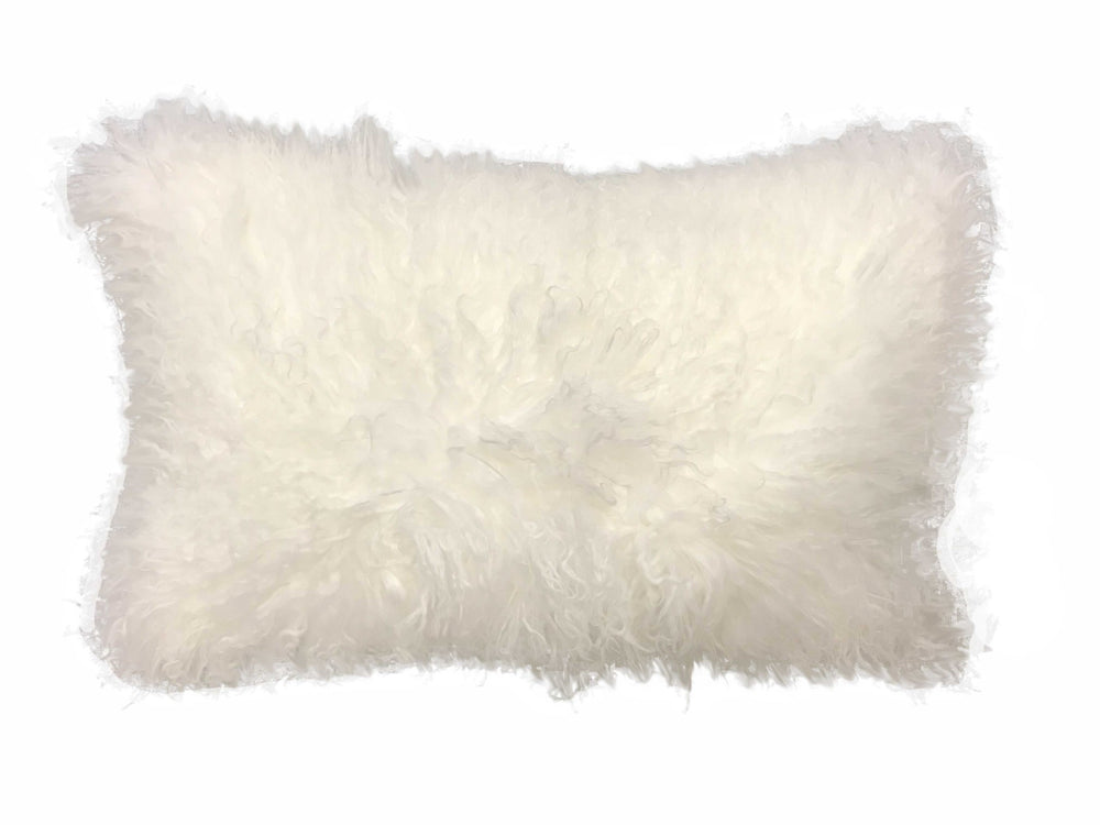 Homeroots 17" Bright White Genuine Tibetan Lamb Fur Pillow With Microsuede Backing   334354
