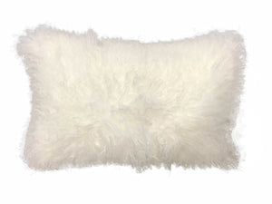 Homeroots 17" Bright White Genuine Tibetan Lamb Fur Pillow With Microsuede Backing   334354