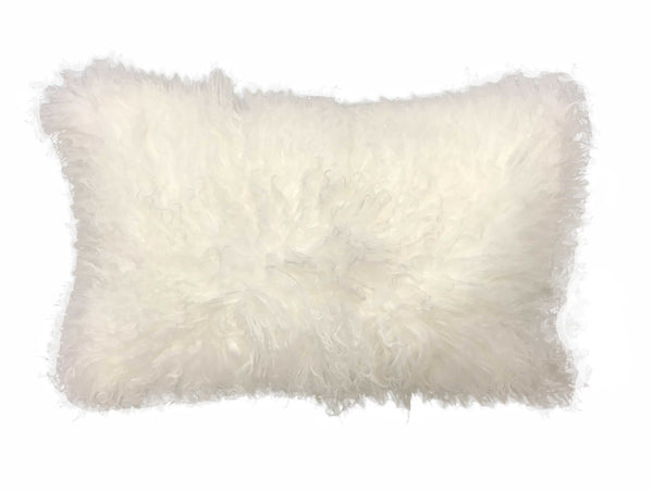 Homeroots 17" Bright White Genuine Tibetan Lamb Fur Pillow With Microsuede Backing   334354