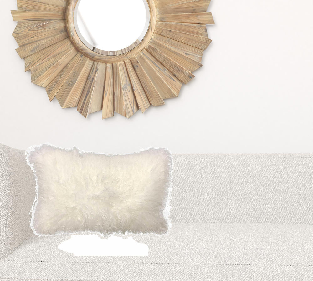 Homeroots 17" Bright White Genuine Tibetan Lamb Fur Pillow With Microsuede Backing   334354