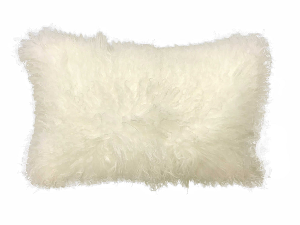 Homeroots 20" Creamy Genuine Tibetan Lamb Fur Pillow With Microsuede Backing   334355