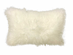 Homeroots 20" Creamy Genuine Tibetan Lamb Fur Pillow With Microsuede Backing   334355