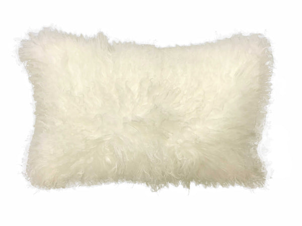 Homeroots 20" Creamy Genuine Tibetan Lamb Fur Pillow With Microsuede Backing   334355
