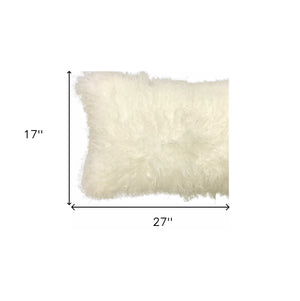 Homeroots 20" Creamy Genuine Tibetan Lamb Fur Pillow With Microsuede Backing   334355