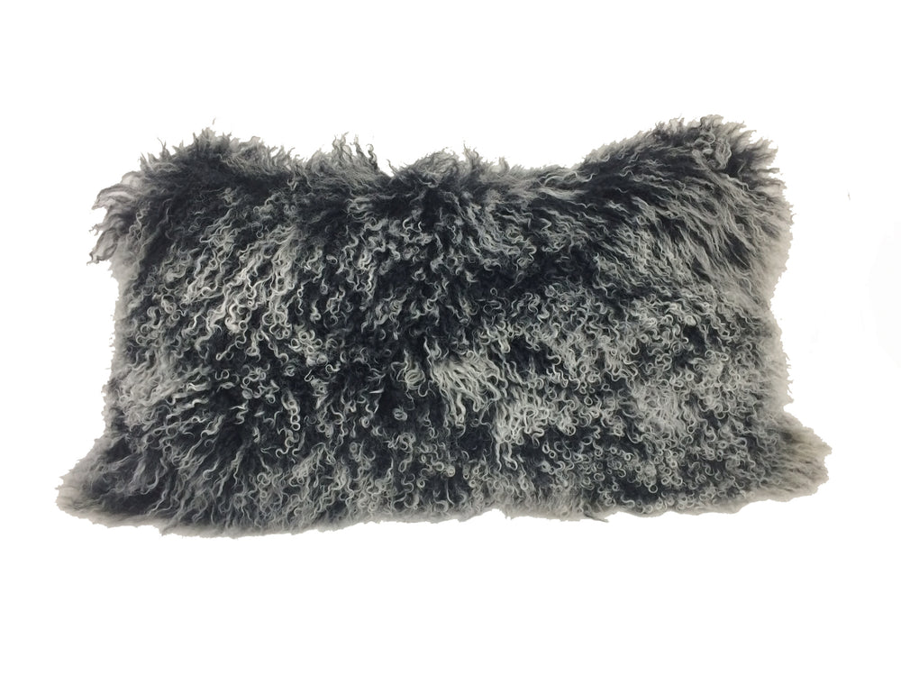 Homeroots 17" Black Genuine Tibetan Lamb Fur Pillow With Microsuede Backing   334356