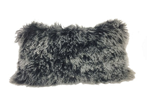 Homeroots 17" Black Genuine Tibetan Lamb Fur Pillow With Microsuede Backing   334356