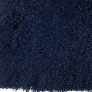 Homeroots 17" Navy Blue Genuine Tibetan Lamb Fur Pillow With Microsuede Backing   334358