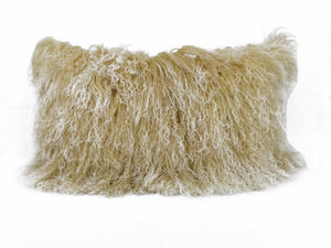 Homeroots 20" Gold Genuine Tibetan Lamb Fur Pillow With Microsuede Backing   334359